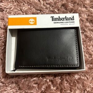 Timberland Black Leather Passcase Wallet